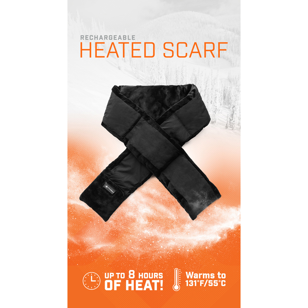 Thaw Black Fleece Interlocking Rechargeable Heated Scarf 2.0 with Power Bank Image 3