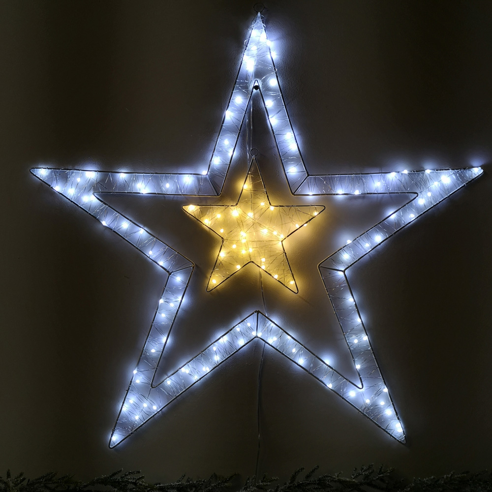 Samuel Alexander Warm and Cool White Double Star LED Christmas Decoration 80cm Image 6