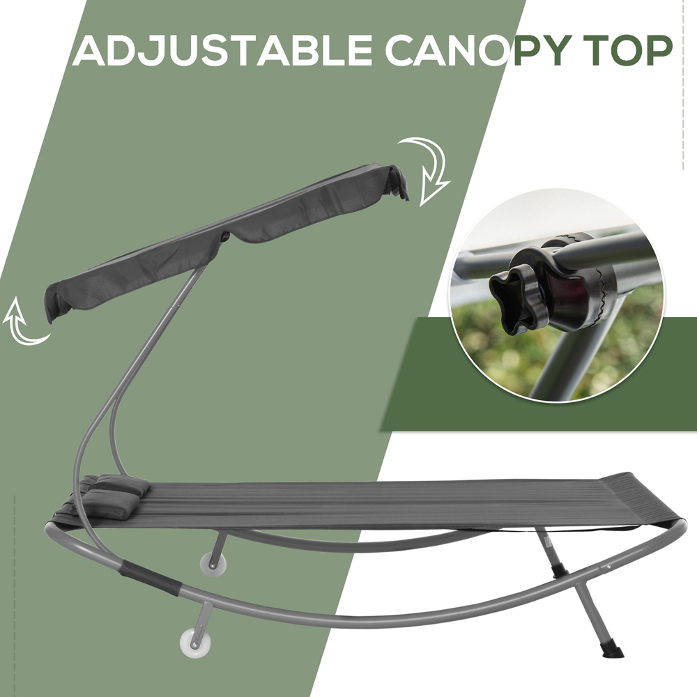 Outsunny Grey Double Hammock with Canopy Image 4