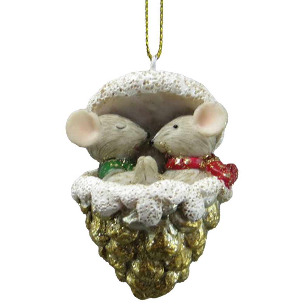 Hanging Mice Friends Decoration - Gold Image