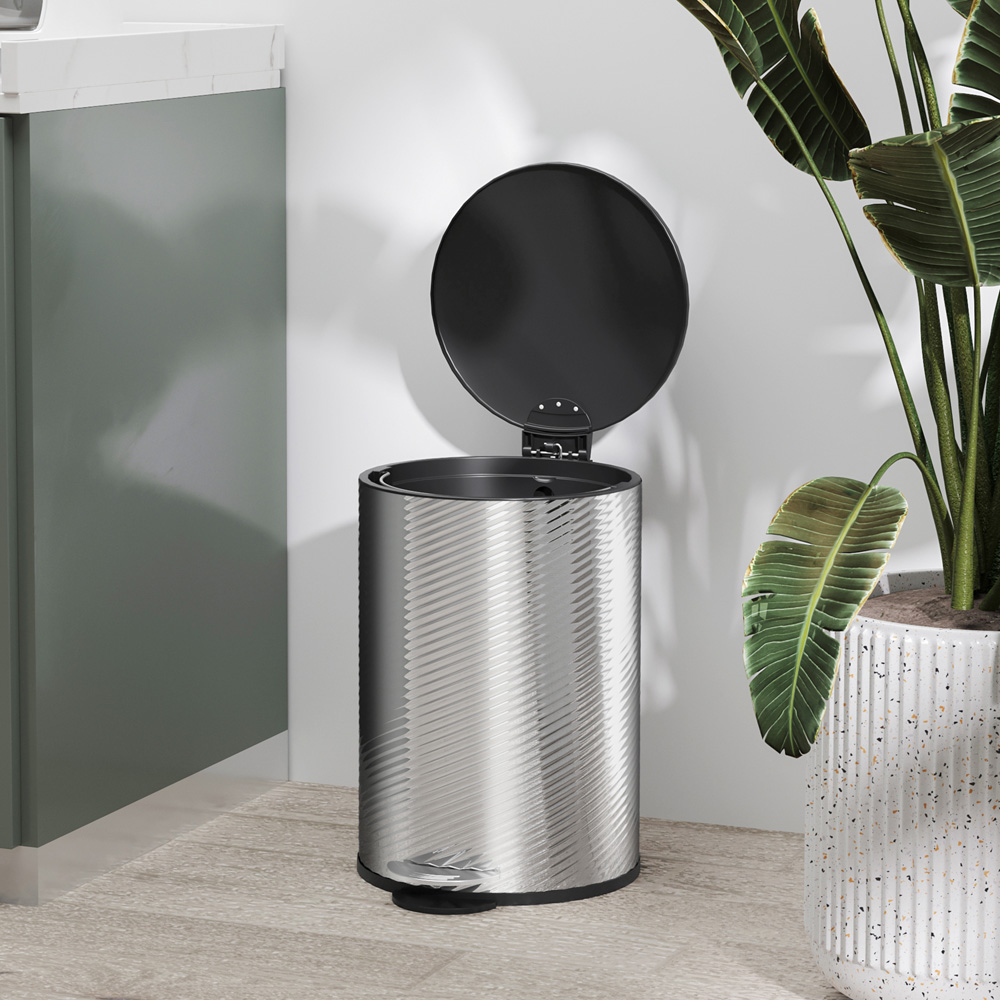 HOMCOM Silver Stainless Steel Soft Close Pedal Bin 20L Image 4