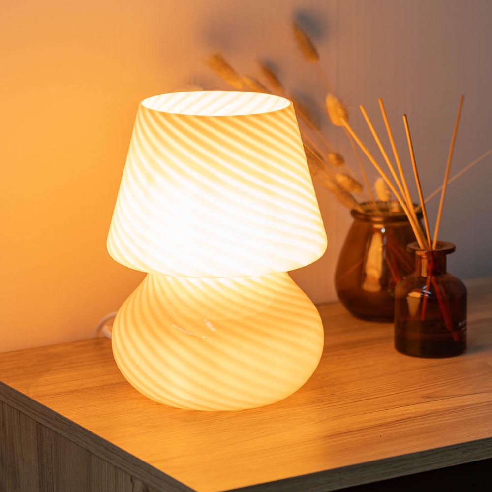 ValueLights Beau Peach Swirl Glass LED Table Lamp Image 3