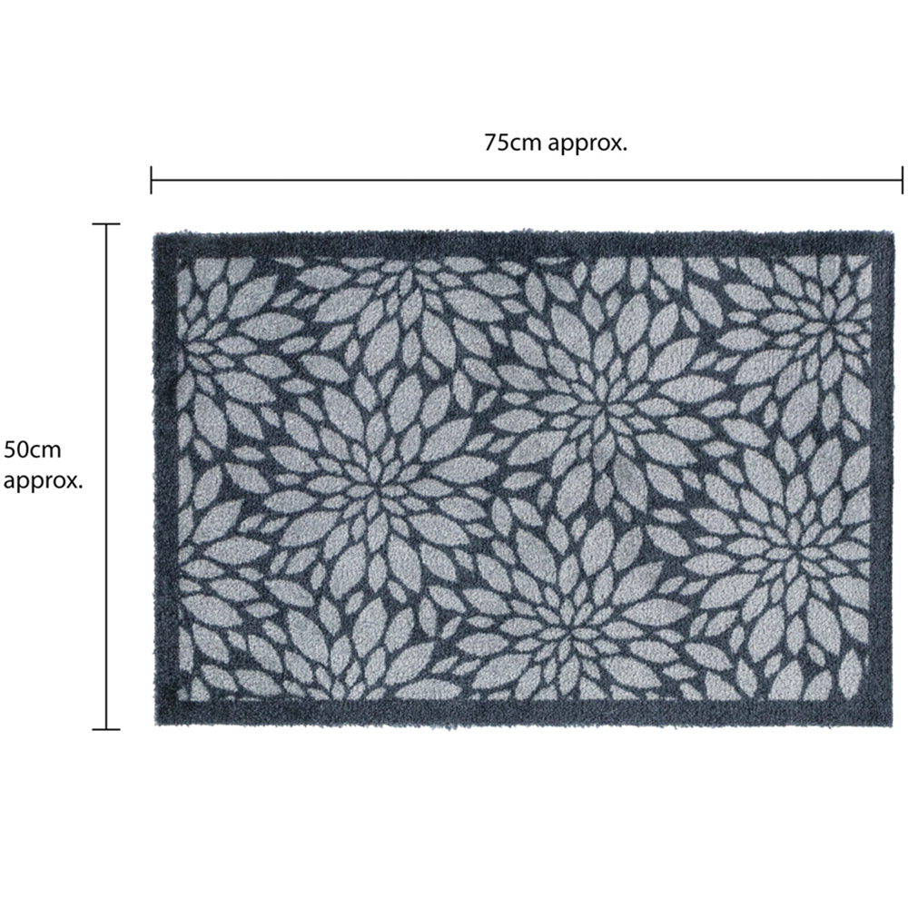JVL Mega Grey Flowers Latex Backed Door Mat and Runner Set Image 8