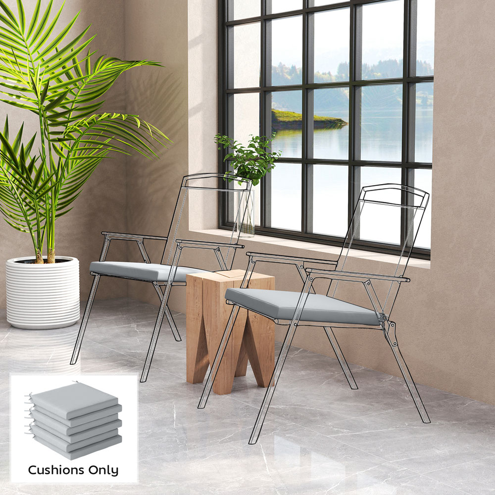 Outsunny Light Grey Seat Cushion with Machine Washable Cover 6 Pack Image 2