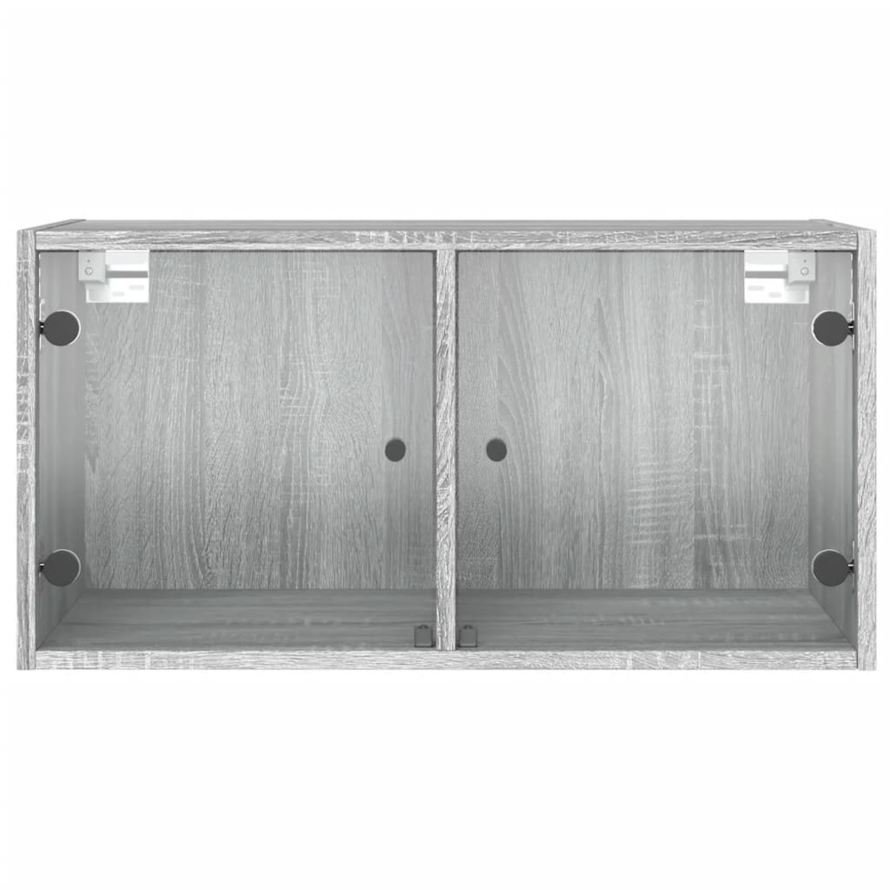 vidaXL 2 Glass Door 2 Shelf Grey Sonoma Wall Cabinet Set of 2 Image 5