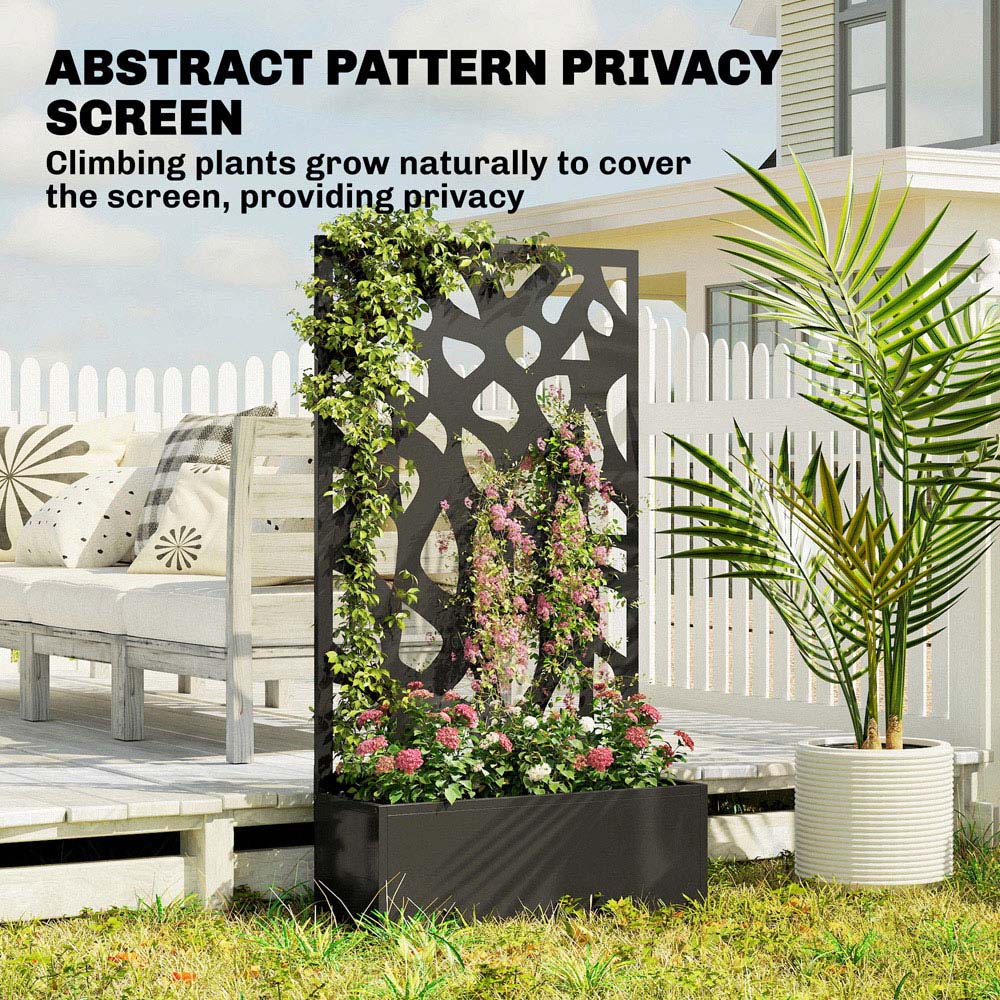 Outsunny Metal Raised Garden Bed with Trellis 116 x 61 x 23cm Image 4
