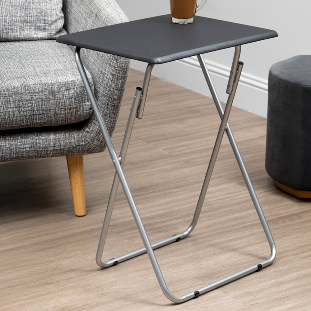 Premier Housewares Sand Black Top Foldable Side Table Image 1