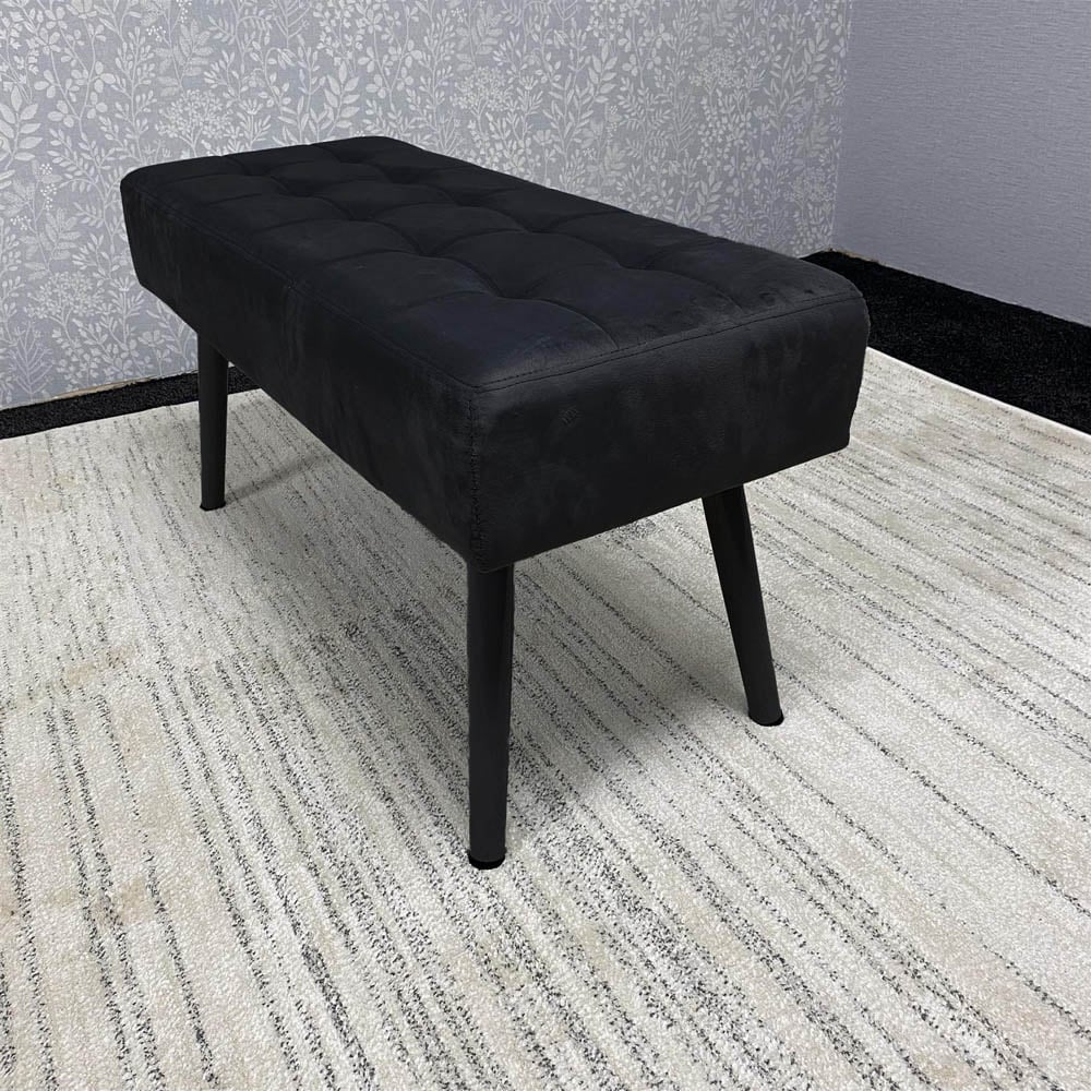 Portland 4 Seater Velvet Wooden Dining Table with Bench Grey Image 4