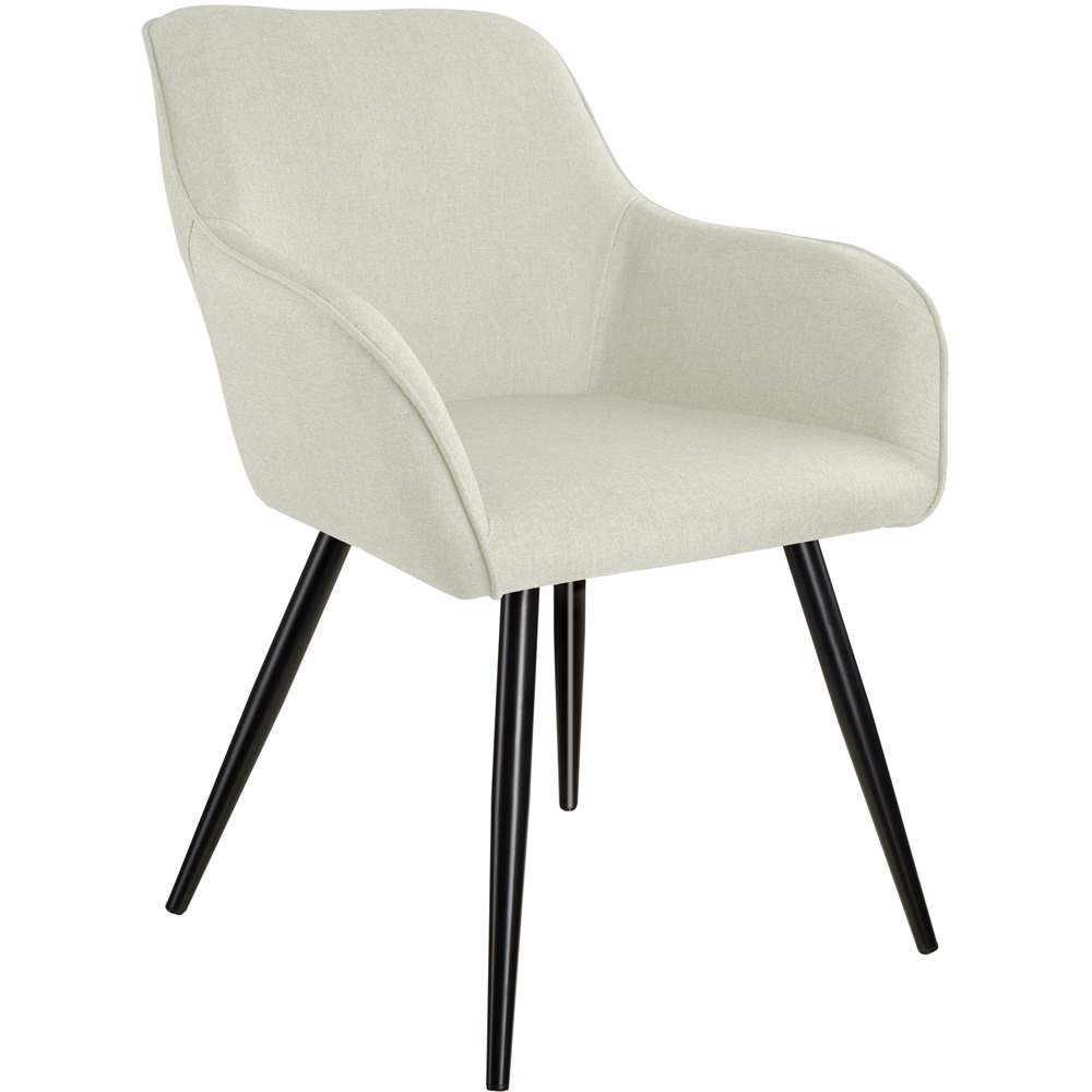 tectake Marilyn Set of 6 Cream Padded Chair with Black Steel Legs Image 3