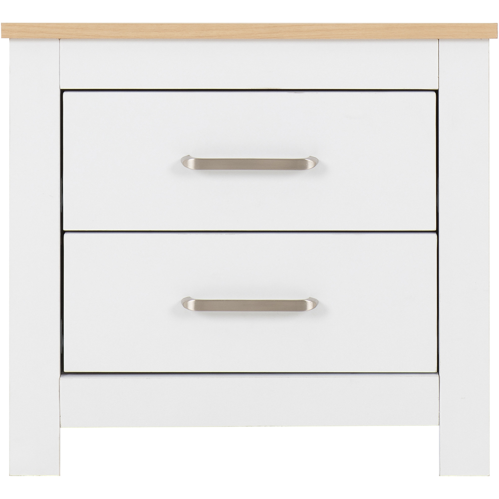 Seconique Portland 2 Drawer White and Oak Effect Bedside Table Image 4