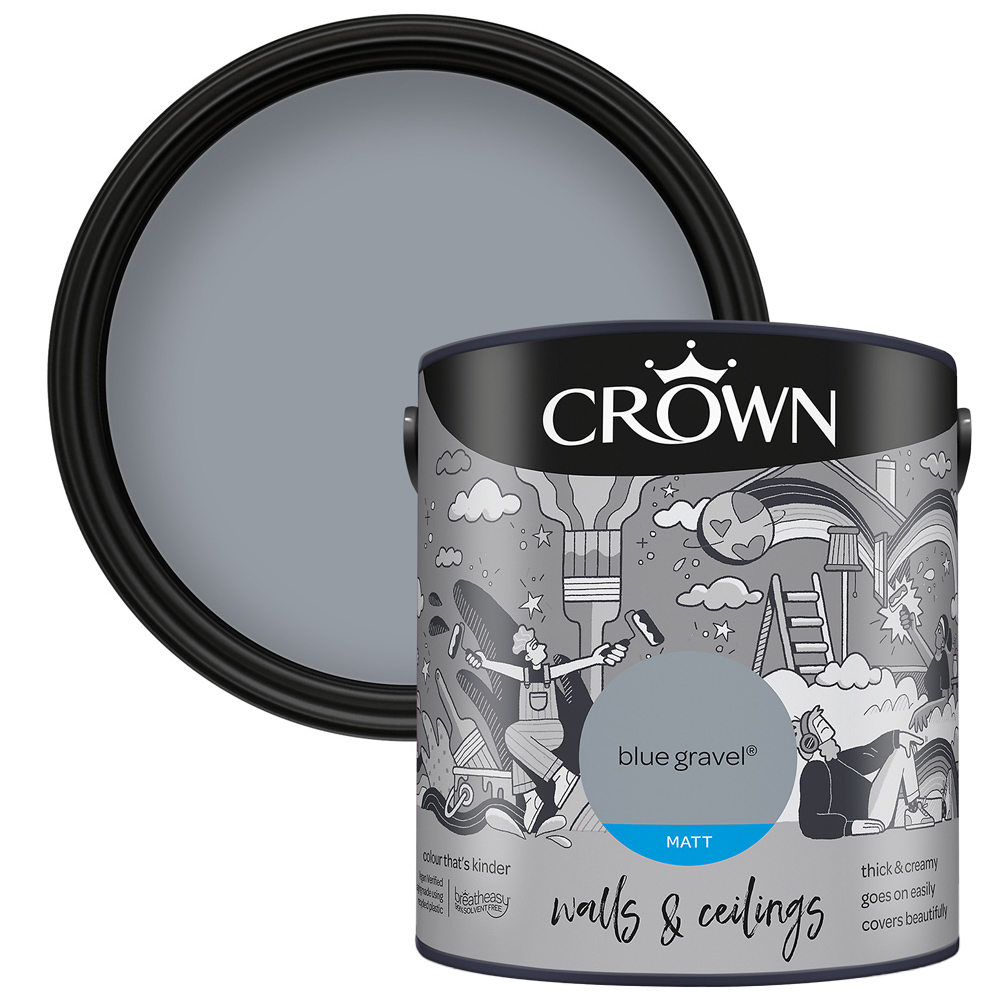 Crown Breatheasy Walls & Ceilings Blue Gravel Matt Emulsion Paint 2.5L Image 1