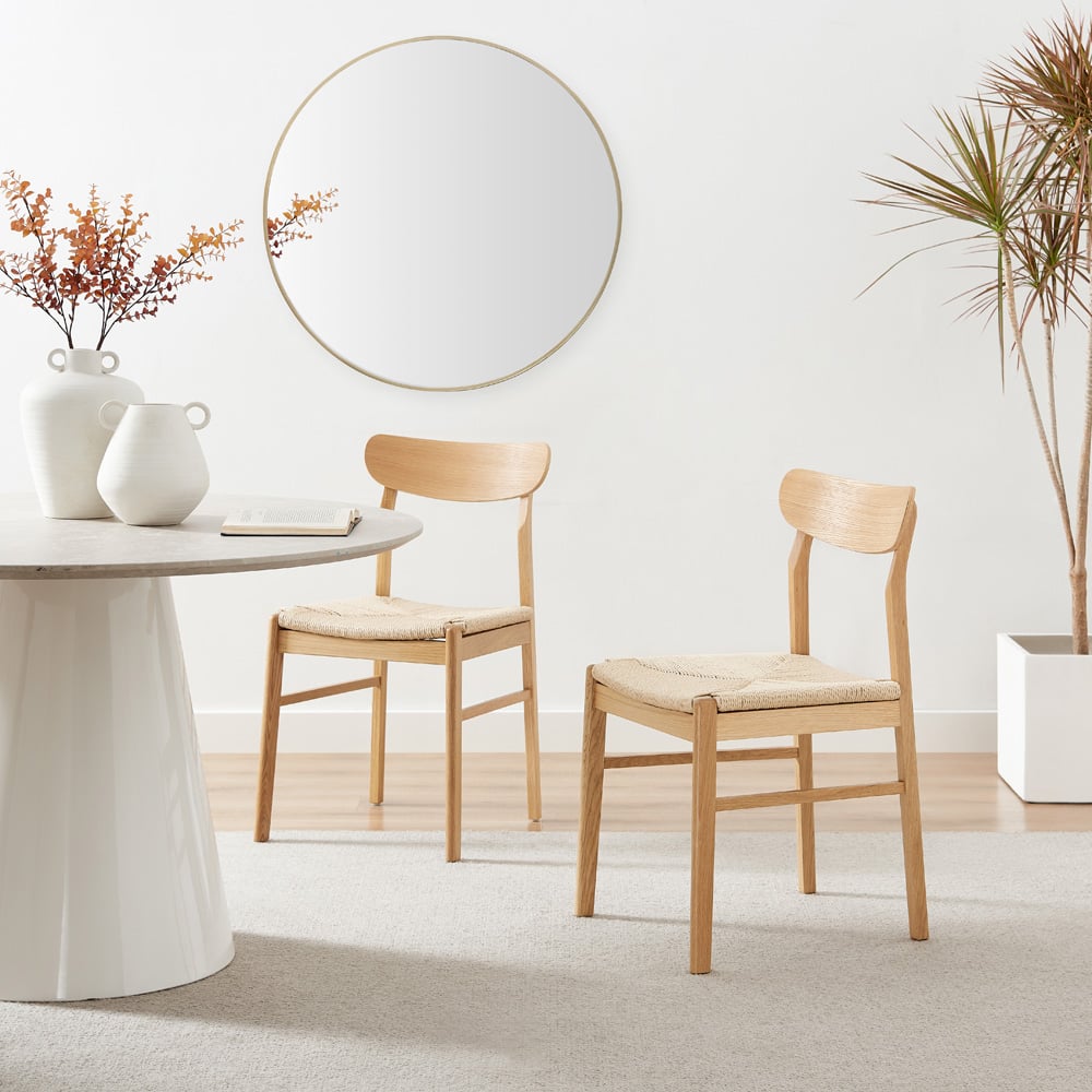 Furniturebox Belle Set of 2 Oak and Veneer Rope Dining Chair Image 7