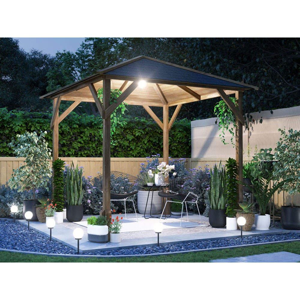 Dunster House Utopia 200 2 x 2m Brown Wooden Gazebo with Roof Shingles Image 4