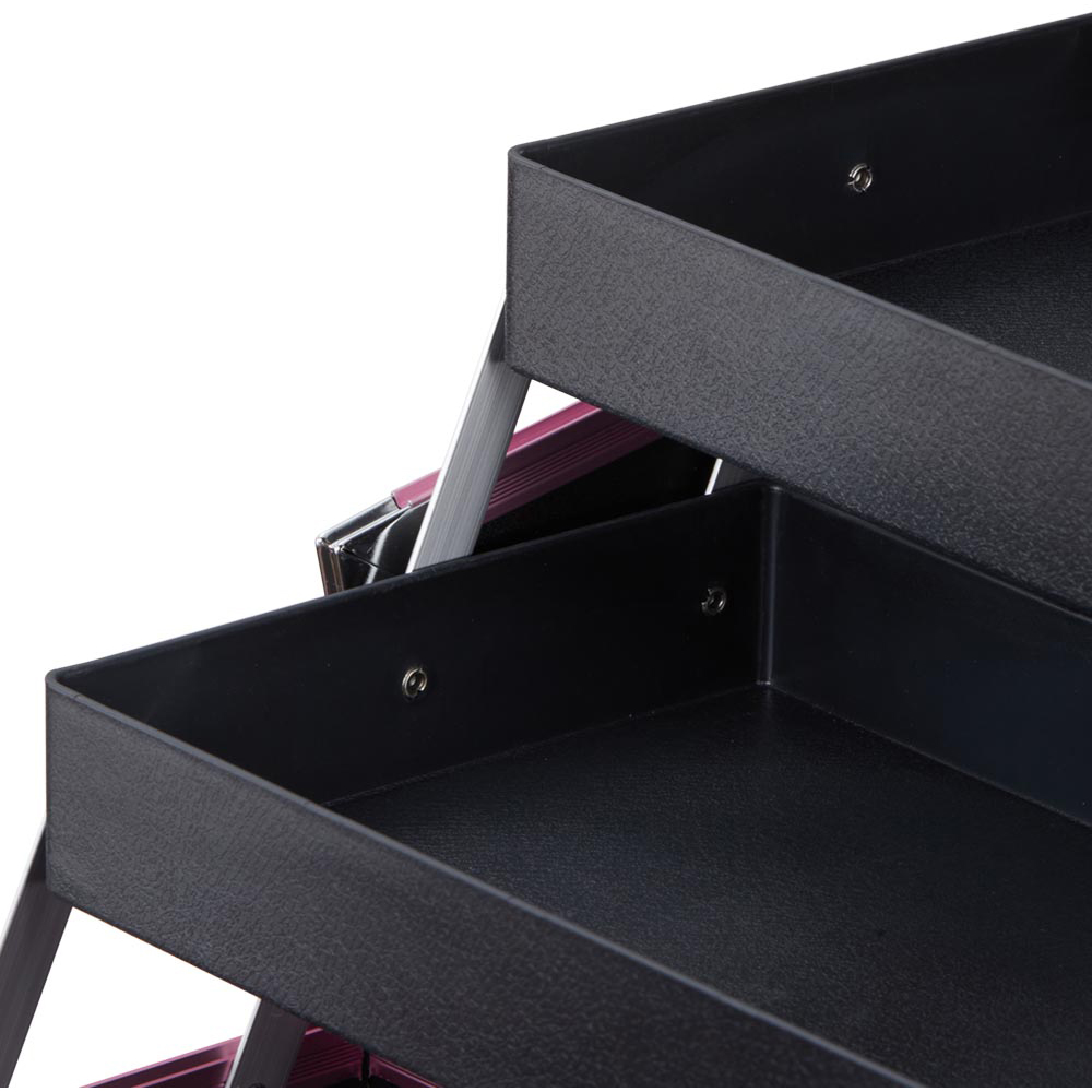 Living and Home Pink 2 Tray Professional Makeup Box with Mirror Image 6