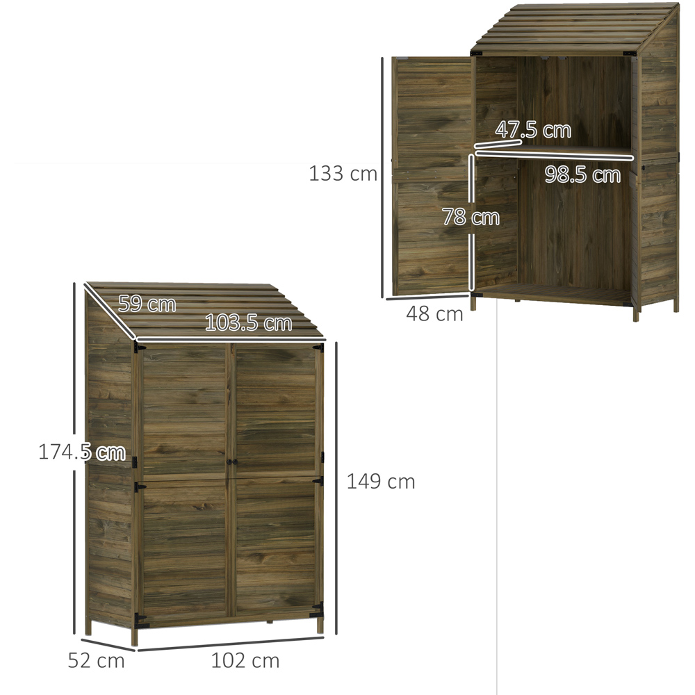 Outsunny 1.7 x 3.3ft Green Wooden Garden Storage Shed Image 8