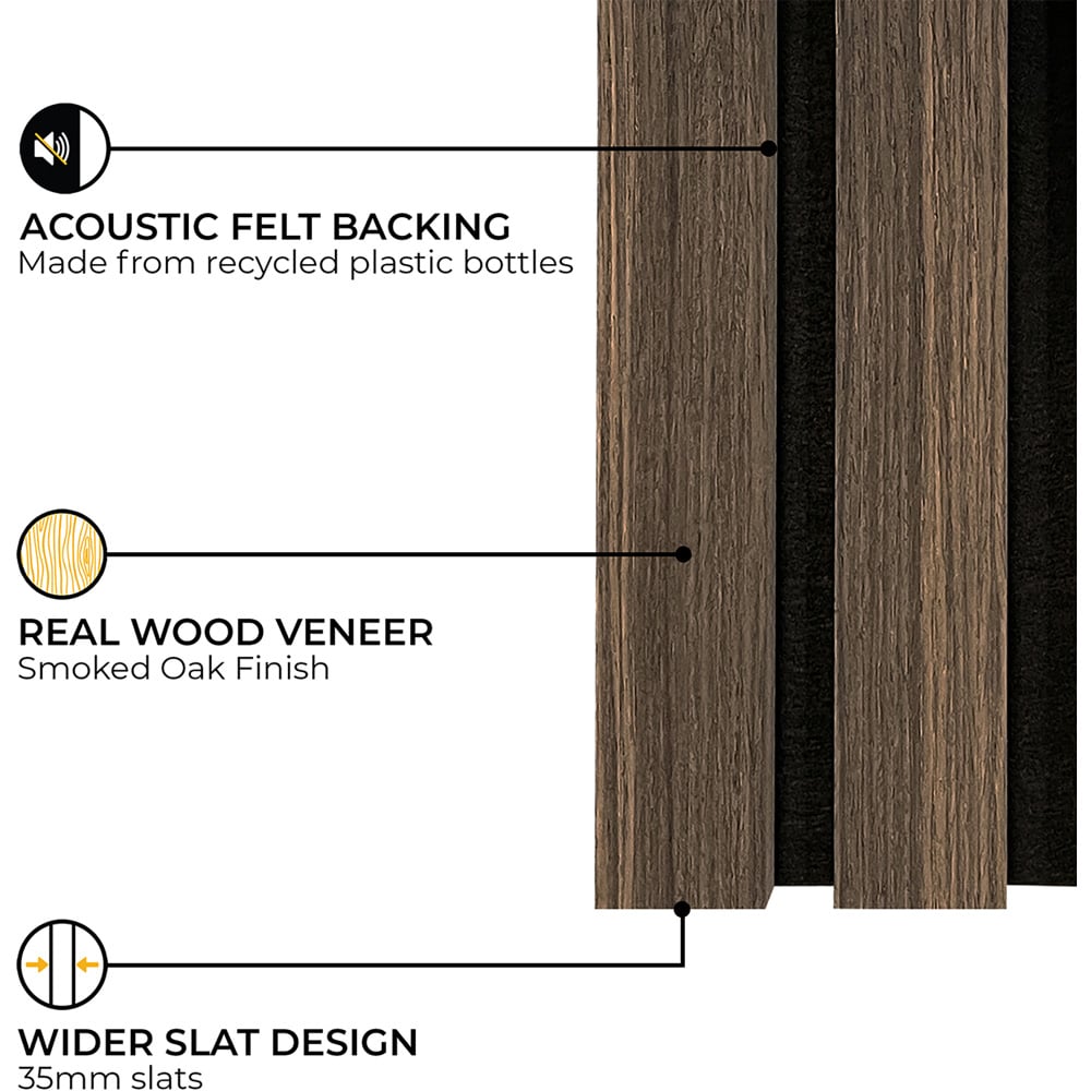 Fuse Acoustic Smoked Oak Wooden Wall Panel 2.4 x 0.6m Image 7