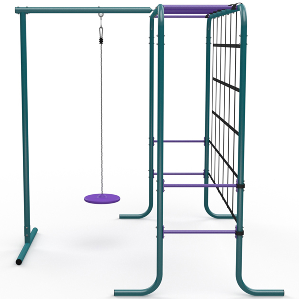 Plum Play Metal Monkey Bars with Swing and Climbing Wall Image 4