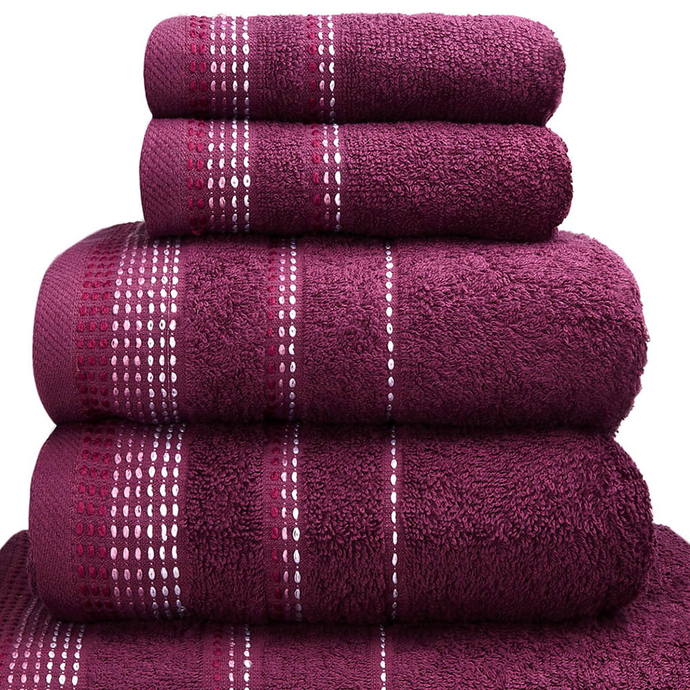 Rapport Home Berkley Embroidered Super Soft Pure Cotton Purple Face Towel Image 2