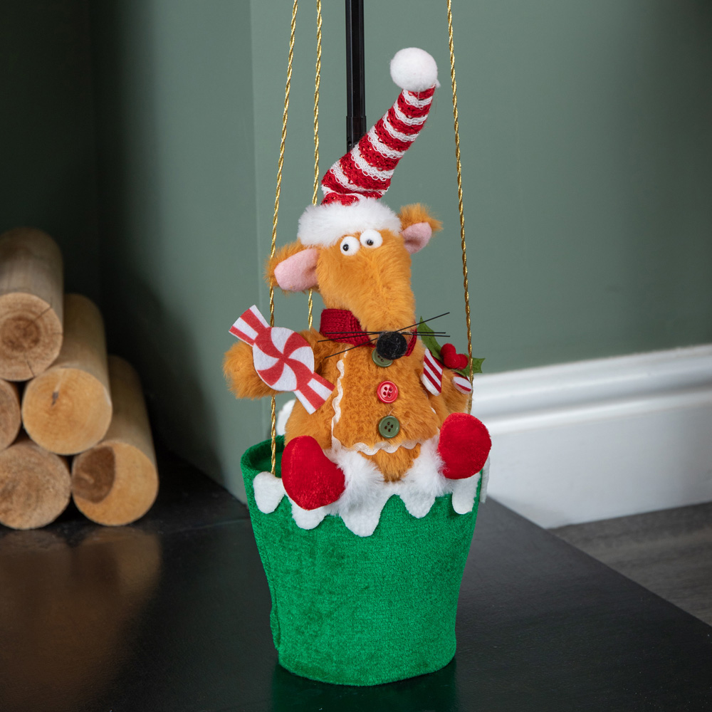 Samuel Alexander Red and Green Razza Rat Hot Air Balloon Hanging Christmas Decoration 80cm Image 5