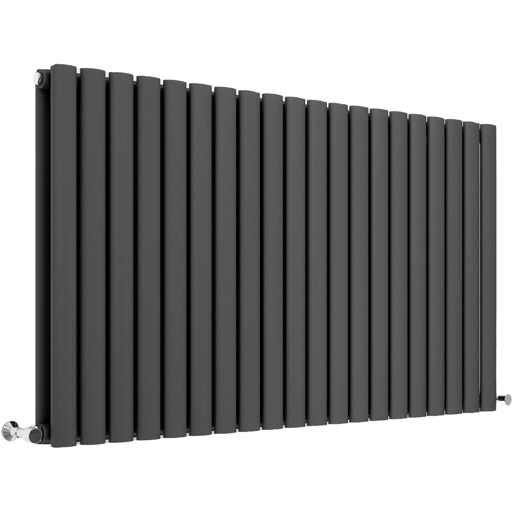 Stech Homes 5254 BTU Anthracite Double Panel Horizontal Oval Column Radiator 600 x 1180mm Image 1