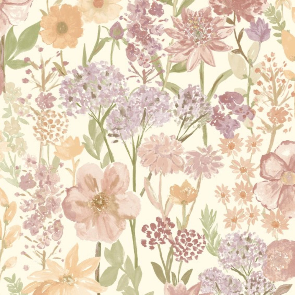 Grandeco Spring Wild Flowers Trail Cream Smooth Wallpaper Image 1