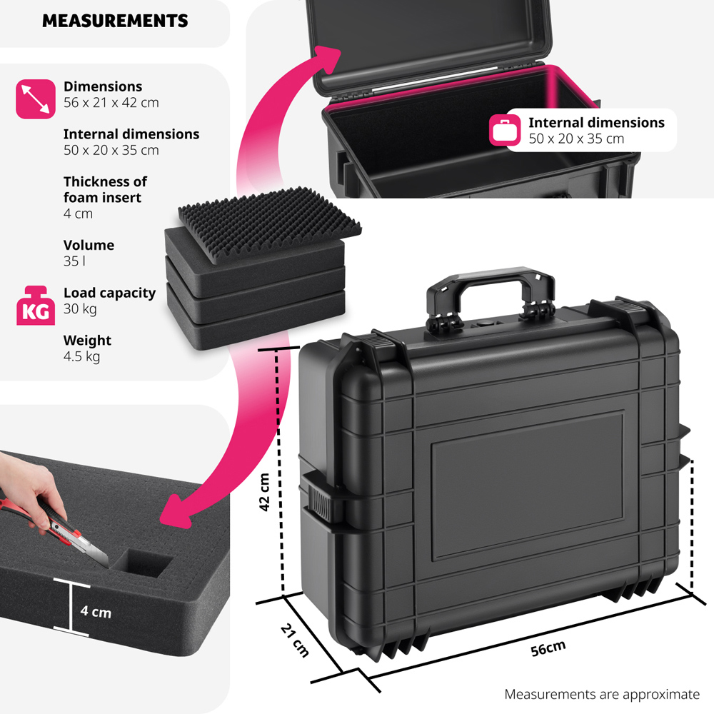 Tectake Black Hard Shell Camera Case Image 9