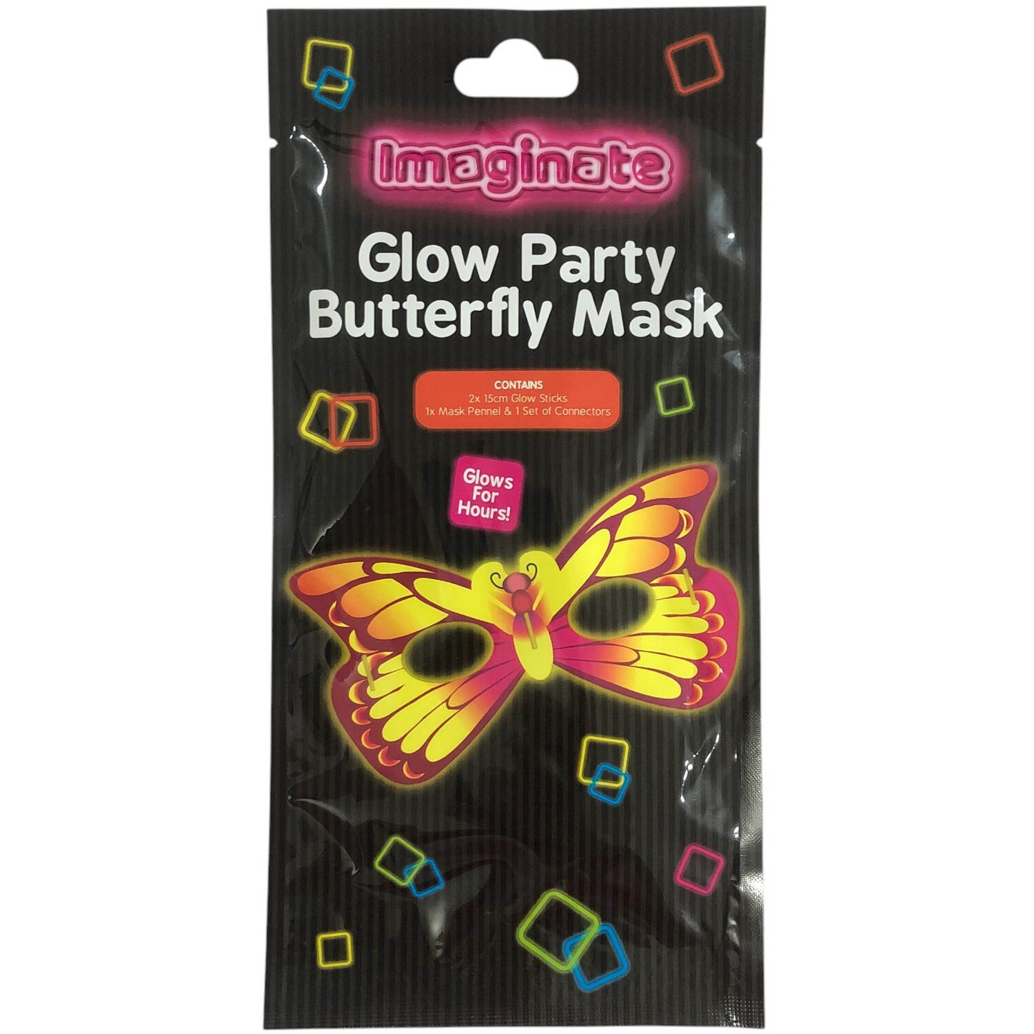 Glow Party Butterfly Mask Yellow Image 1