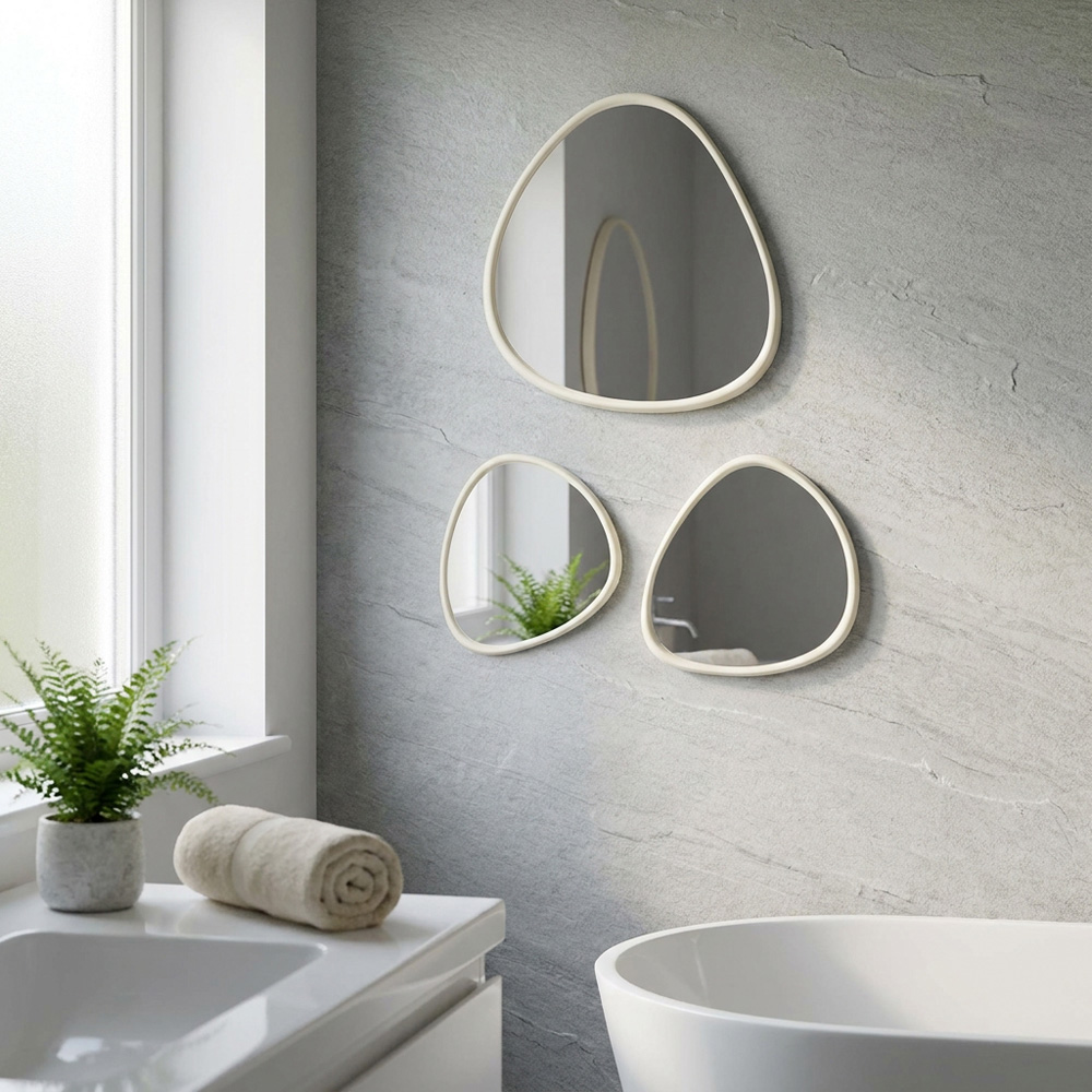 Set of 3 Stone Organic Shape Mirrors Image 5