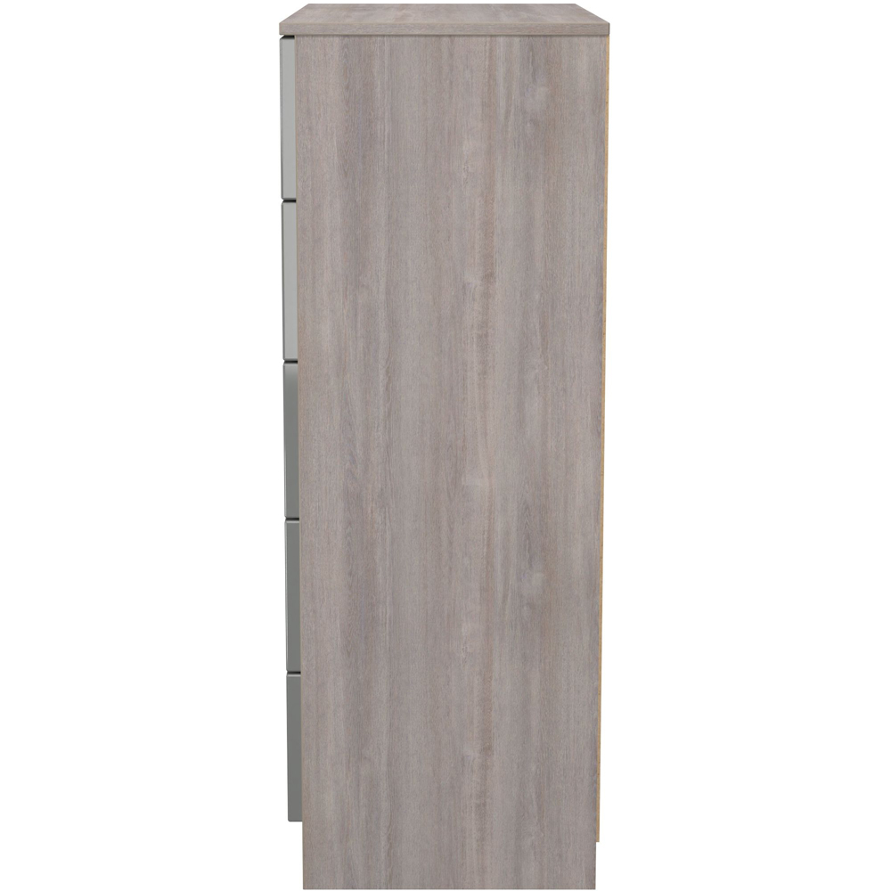 Crowndale Milan 5 Drawer Grey Gloss and Grey Oak Chest of Drawers Ready Assembled Image 3