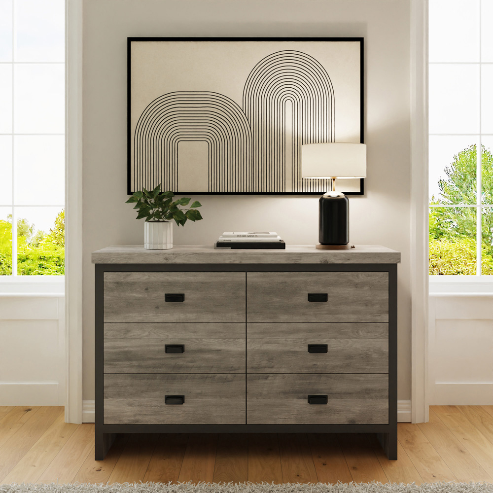 GFW Boston 6 Drawer Grey Chest of Drawers Image 7