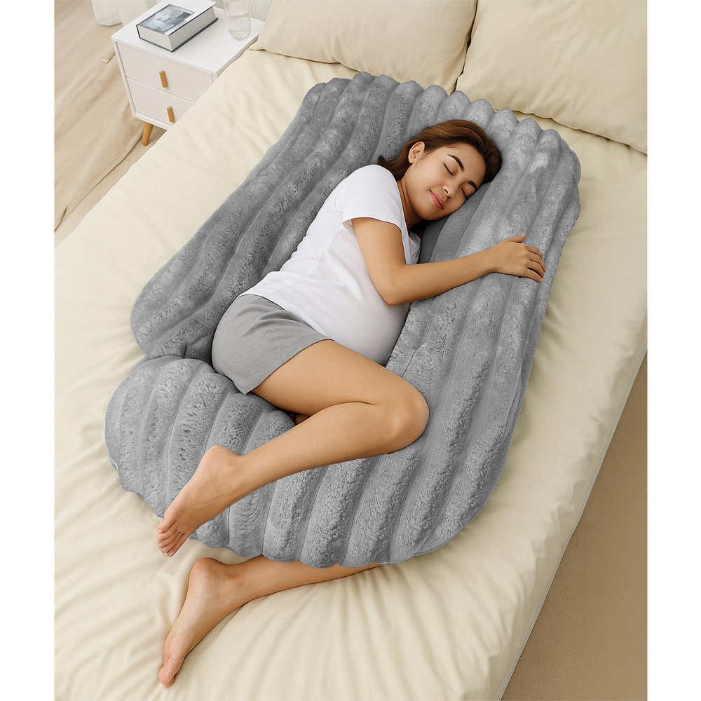 Velosso Silver Jumbo Cord Maternity Pillow 135 x 75cm Image 2
