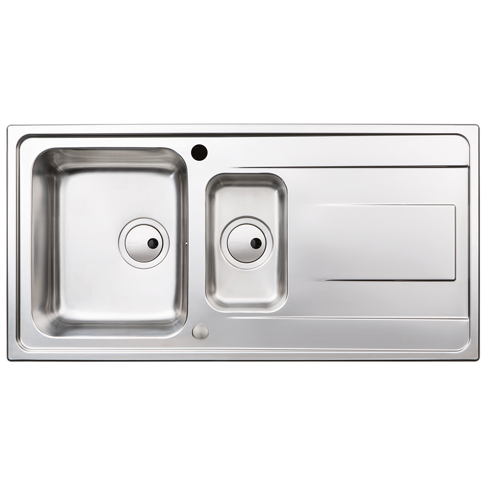 wilko Ixis Stainless Steel 1.5 Bowl Inset Kitchen Sink 1000mm Image