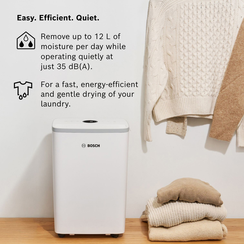 Bosch Dry 2000 White Lightweight Dehumidifier with LED Light Ring 12L Image 3