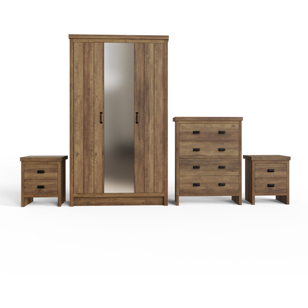 GFW Boston Knotty Oak 4 Piece Bedroom Furniture Set Image 3