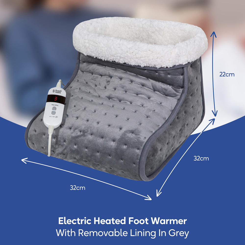 Russell Hobbs RHHSL1001 Grey Electric Heated Foot Warmer with Removable Lining 70W Image 8