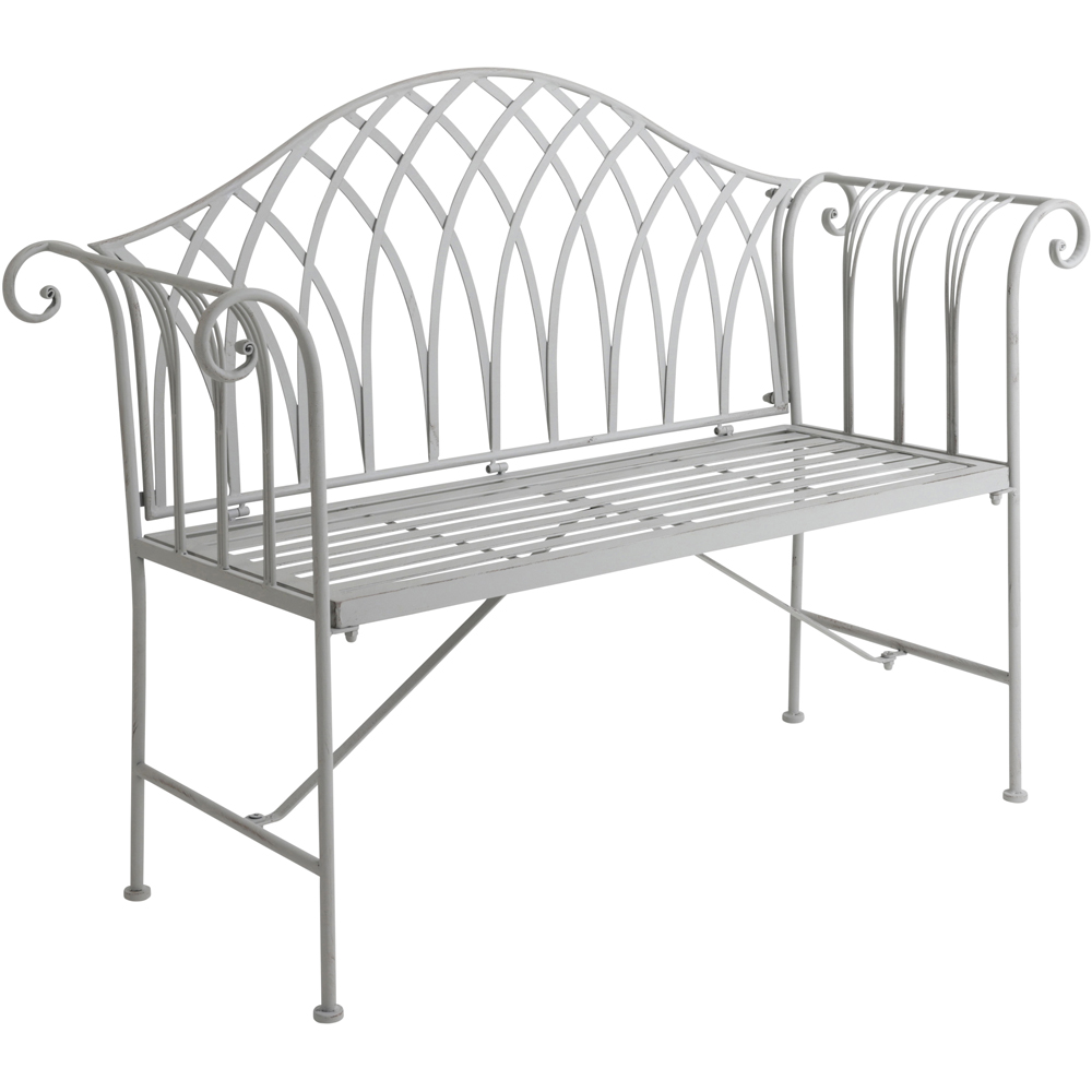 Charles Bentley 2 Seater Grey Decorative Rustic Metal Garden Bench Image 2