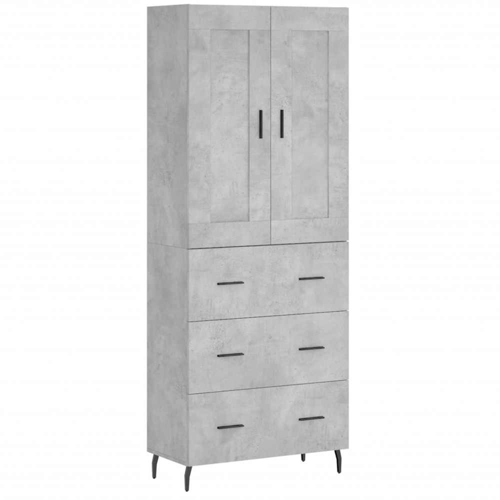 vidaXL 2 Door 3 Drawer Concrete Grey Highboard Image 2
