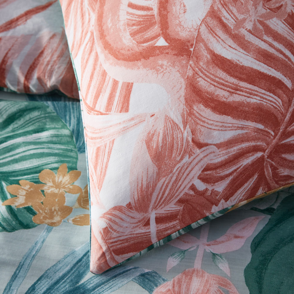 furn. Medinilla Double Sage and Blush Tropical Duvet Cover Set Image 4