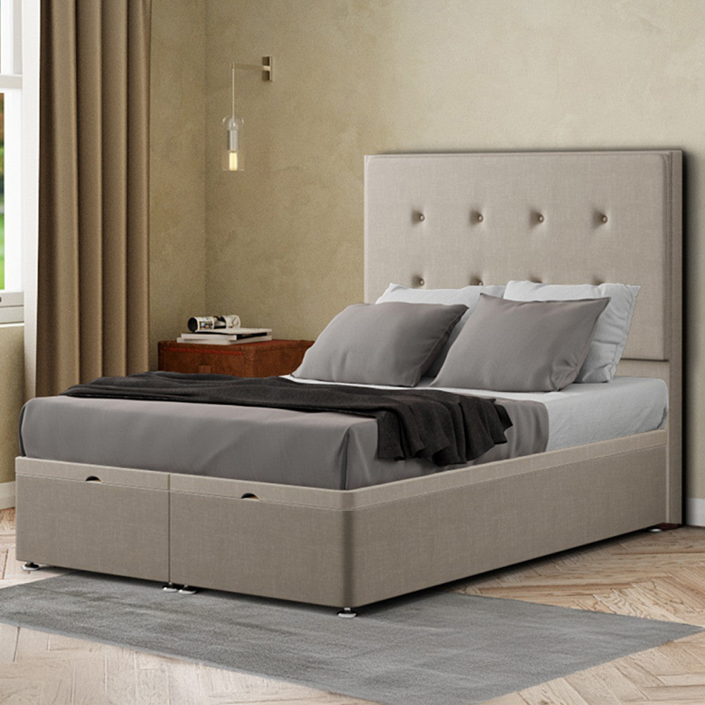 Eleganza Darlington Small Double Cream Malham Weave Ottoman Bed with Floor Standing Headboard Image 1