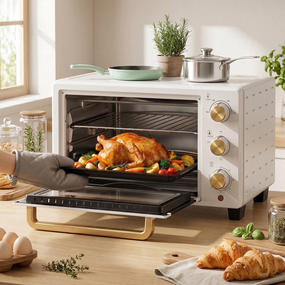 HOMCOM 800-085V71WT White 21L Electric Grill Toaster Oven with Adjustable Temperature Image 2