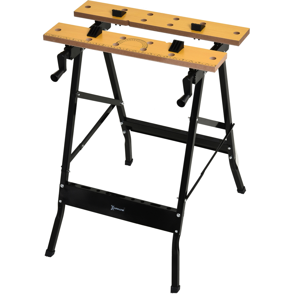 DURHAND 4-in-1 Black Foldable Work Bench with Adjustable Saw Image 1