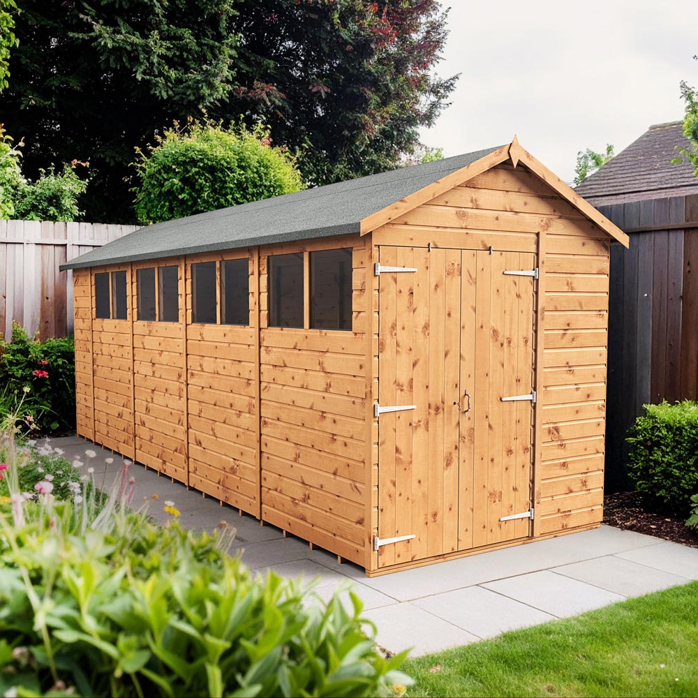Empire Sheds 6 x 18ft Double Door Tongue and Groove Wooden Apex Garden Shed Image 2