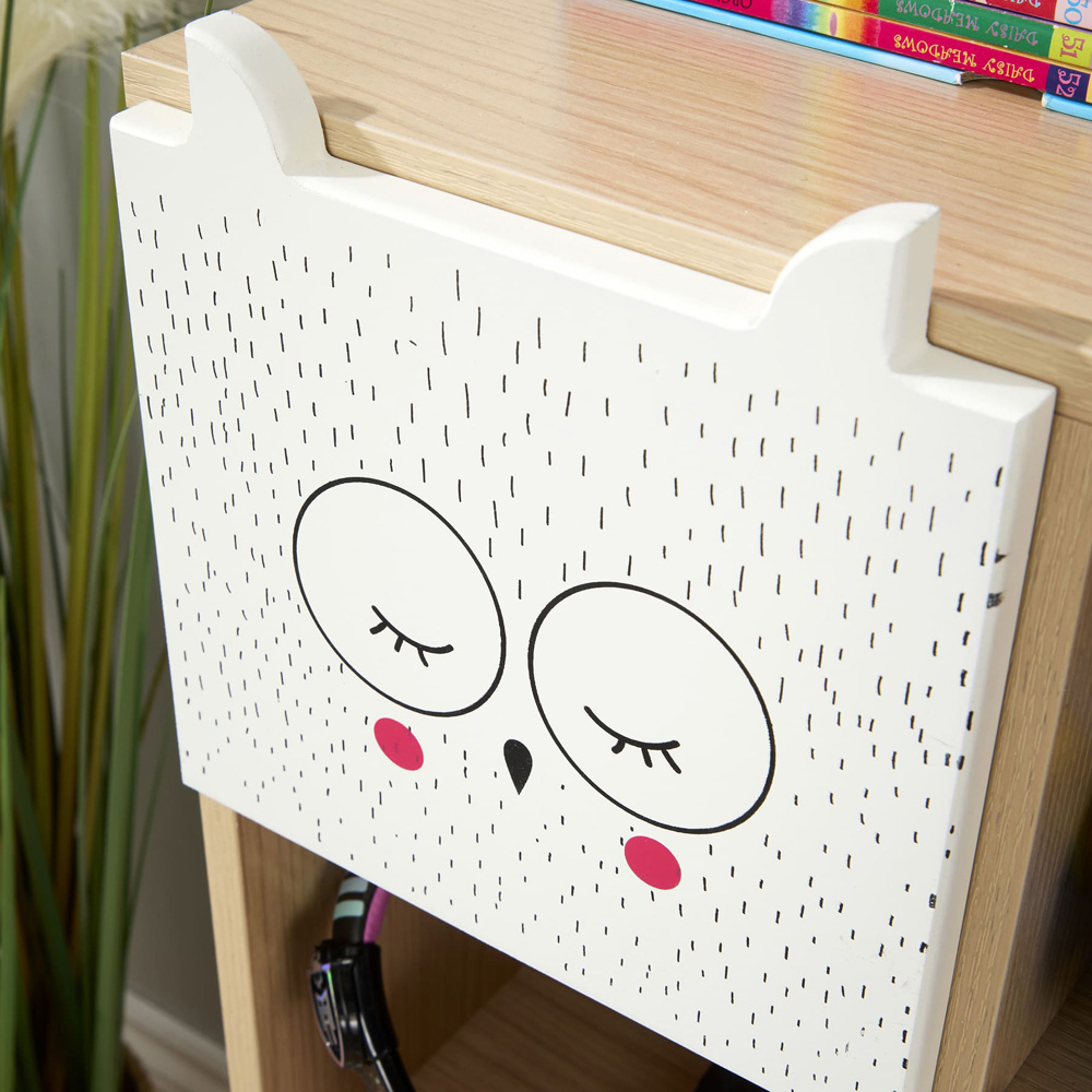 Home Source Milo 4 Door 4 Shelf White and Natural Animal Motifs Kids Cube Storage Unit Image 5