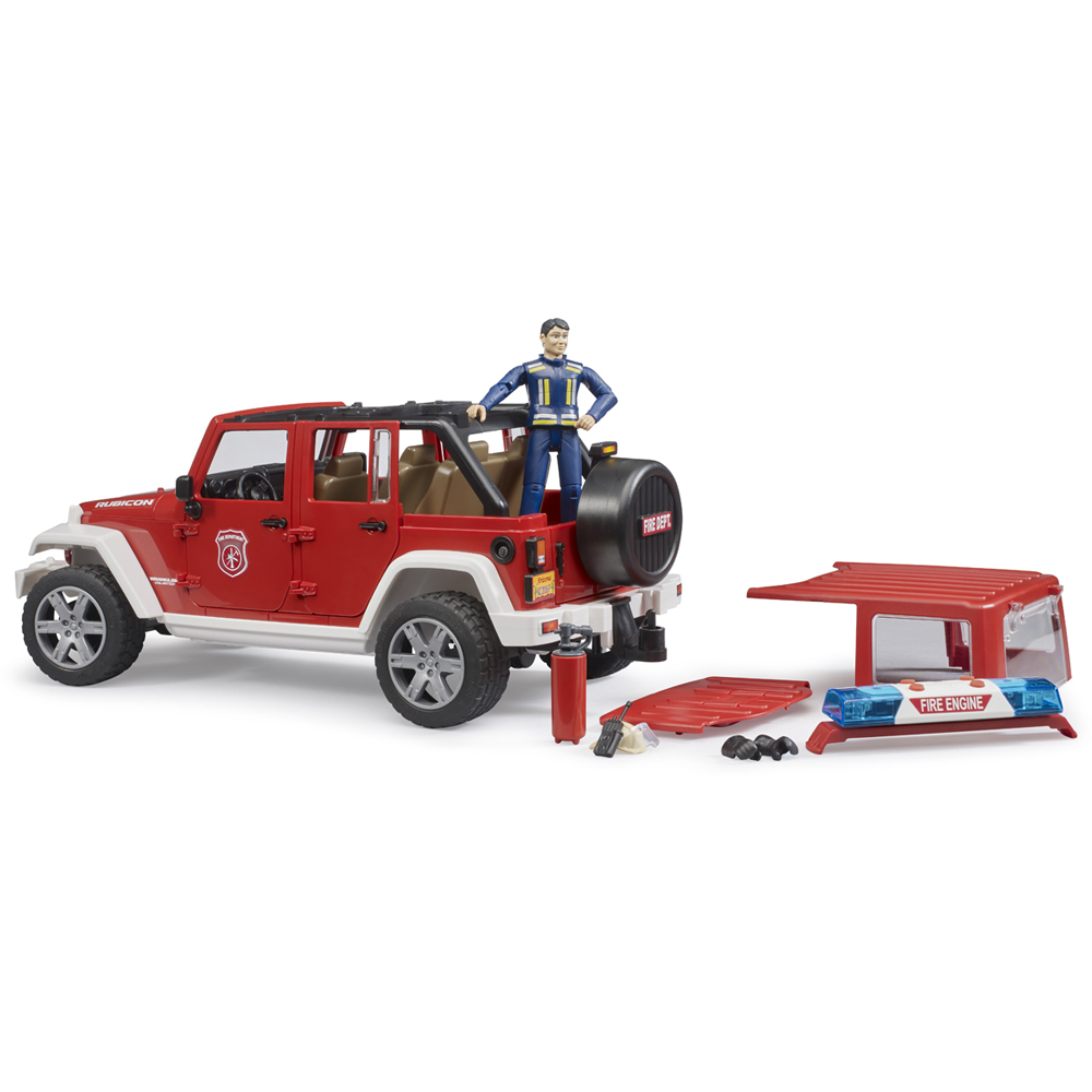 Bruder Jeep Wrangler Unlimited Rubicon Fire Dept Vehicle with Fireman Figure Image 8