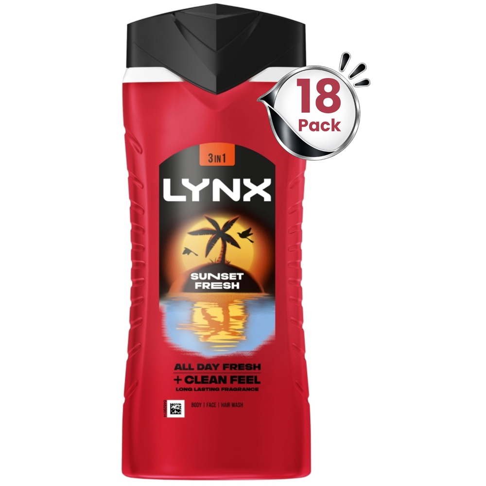 Lynx Sunset Fresh Mango and Mandarin 3-in-1 Body Wash 500ml 18 Pack Image 1