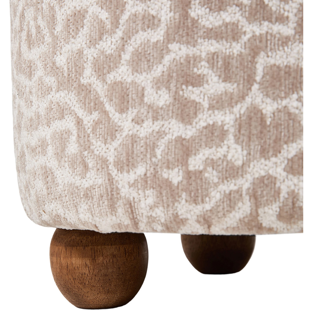 Living and Home Light Brown Chenille Leopard Print Round Footstool Image 4