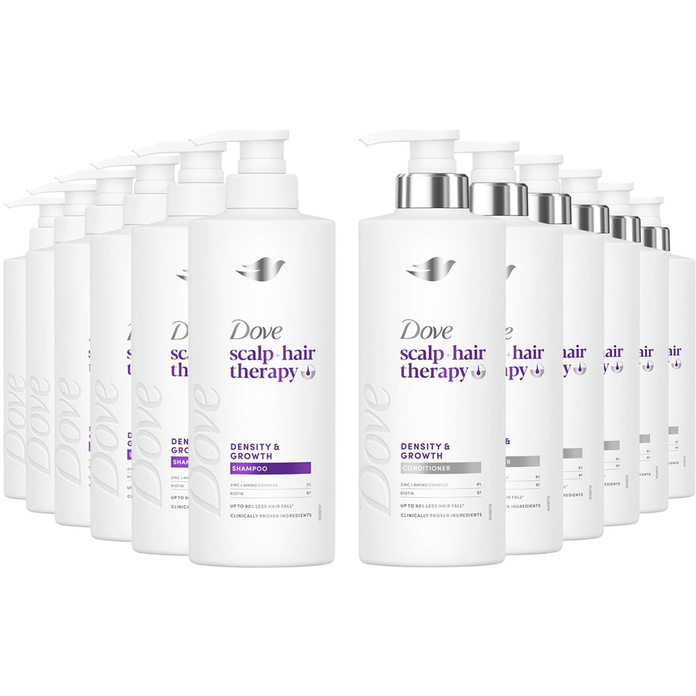 Dove Scalp+Hair Therapy Density and Growth Shampoo and Conditioner Duo 400ml 6 Pack Image 1