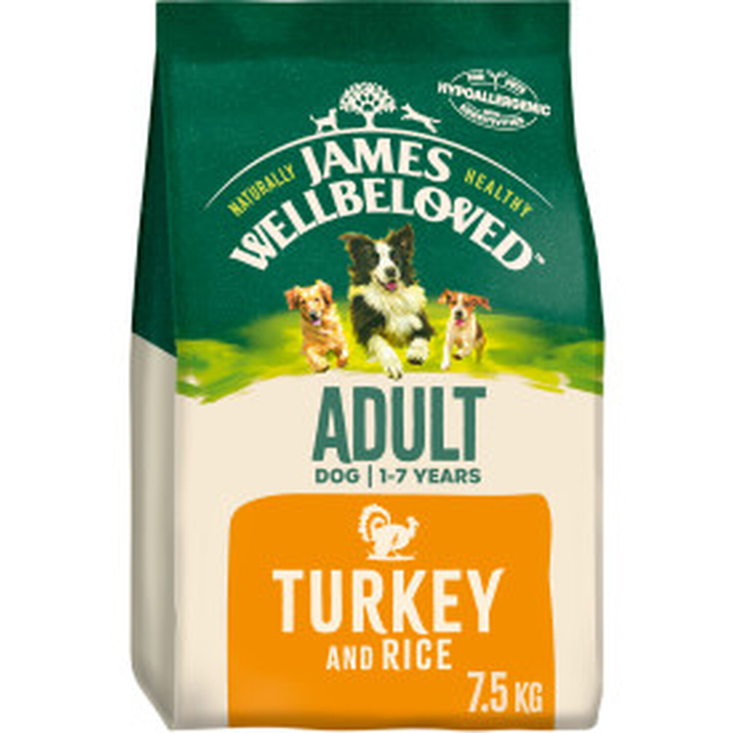 James Wellbeloved Turkey and Rice Dry Adult Dog Food 7.5kg Image
