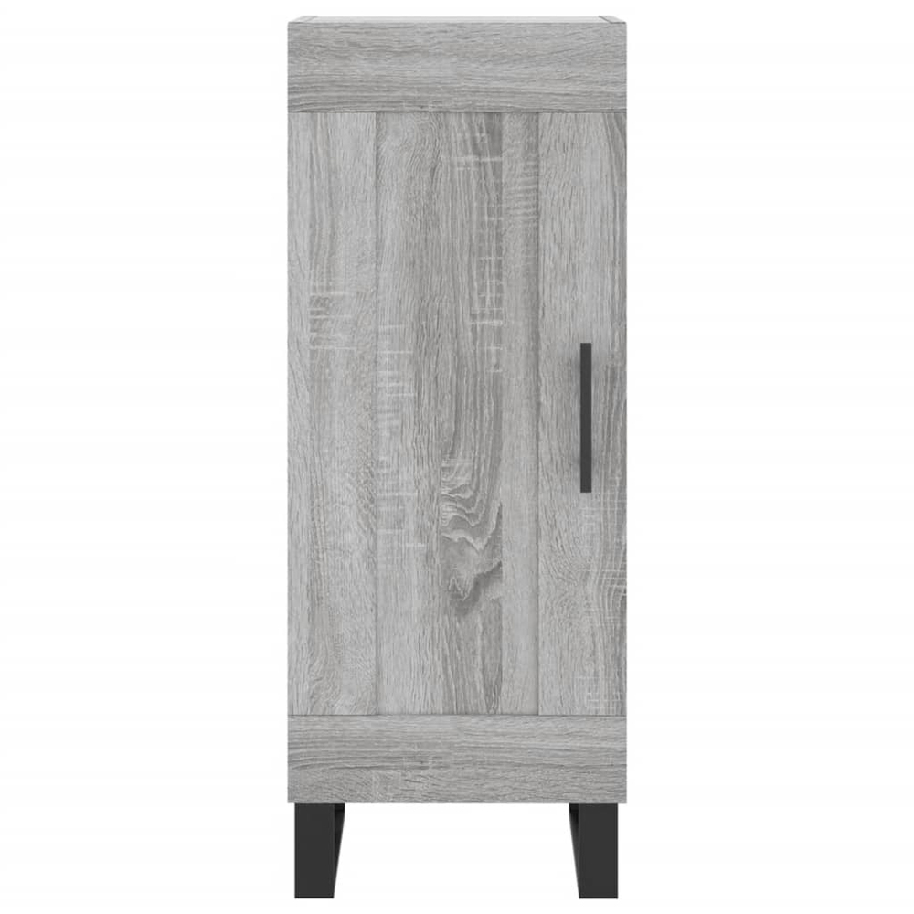 vidaXL 2 Glass and Wood Door Grey Sonoma Tall Highboard with Black Handle Image 8