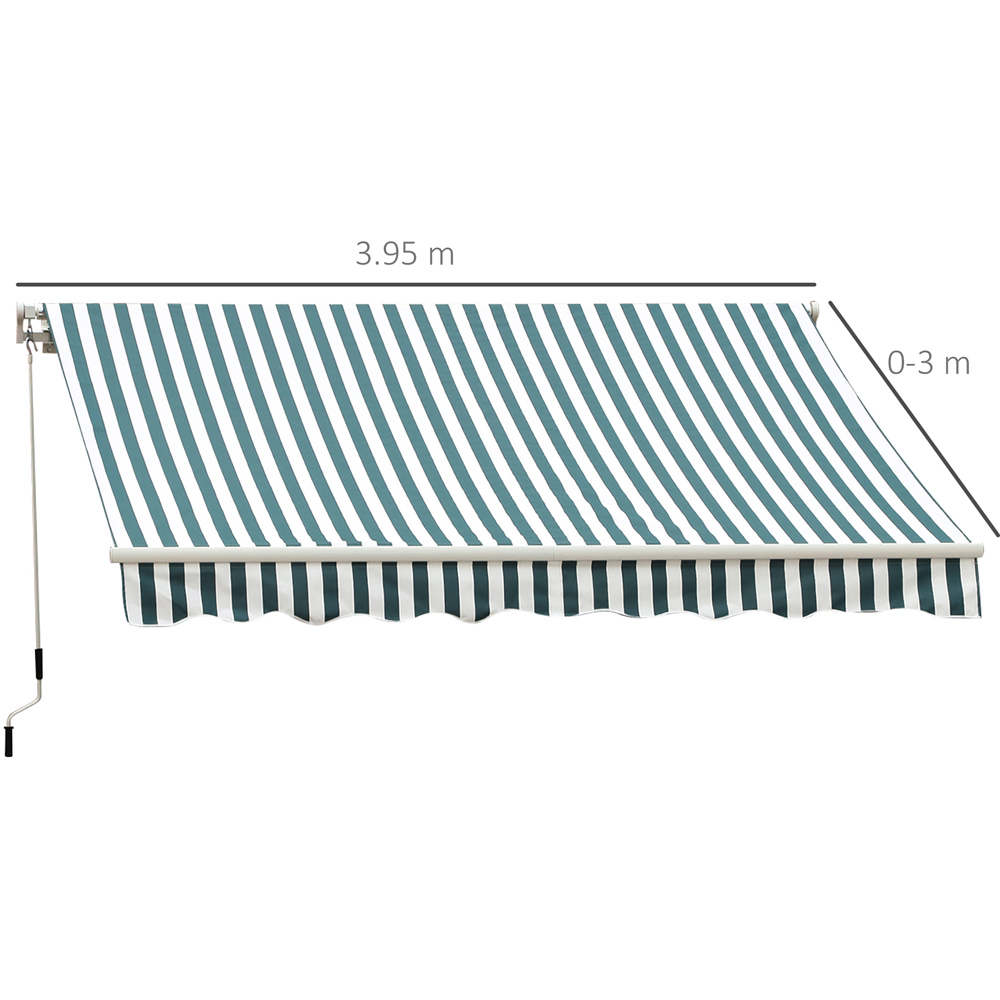 Outsunny Green and White Striped Retractable Awning 4 x 3m Image 7